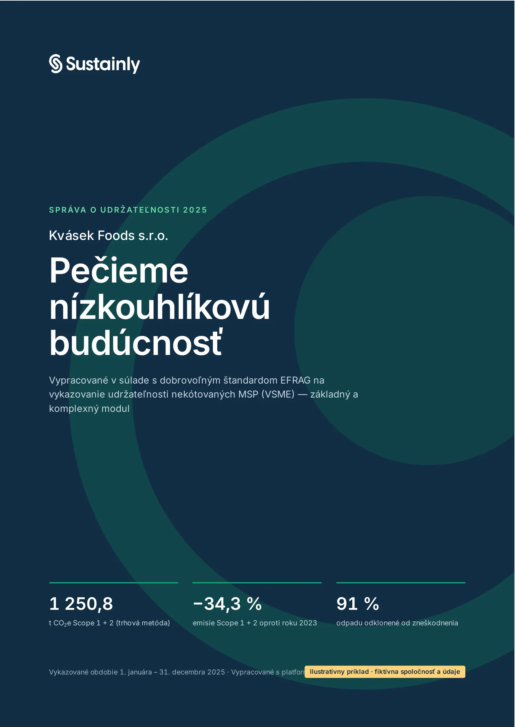 Titulná strana ukážkového ESG reportu podľa VSME